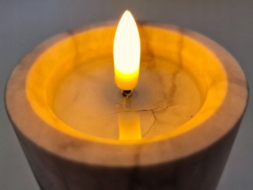 LED gyertya szürke márvány 10cm