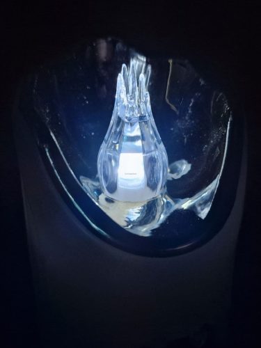 Nagy, keresztdíszítésű LED gyertya 16 cm - hideg fehér (R6)