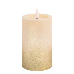   LED-es ünnepi gyertya, aranycsillámos 12,5cm (C702 PP GD D75H125) 679