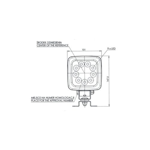 LED-es munkalámpa, 6xLED, 10V - 32V, 2,5 m kábel