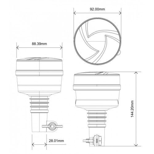 Sárga villogó 19W 30x LED flex