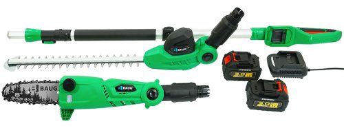 Akkumulátoros magassági fűrész és sövényvágó 20V, 2x3.0 Ah BAUG