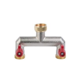   GK Y elágazó, elzárható 3/4", BM - 2 x KM, sárgaréz nikkel