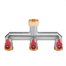   GK Y elágazó, elzárható 3/4", BM - 3 x KM, sárgaréz nikkel
