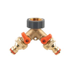   BRASS SOFT Y elágazó, elzárható 3/4", BM - 2 x KM, sárgaréz TPE