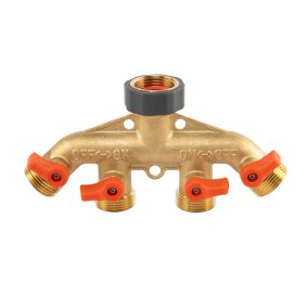   BRASS SOFT Y elágazó, elzárható 3/4", BM - 4 x KM, sárgaréz