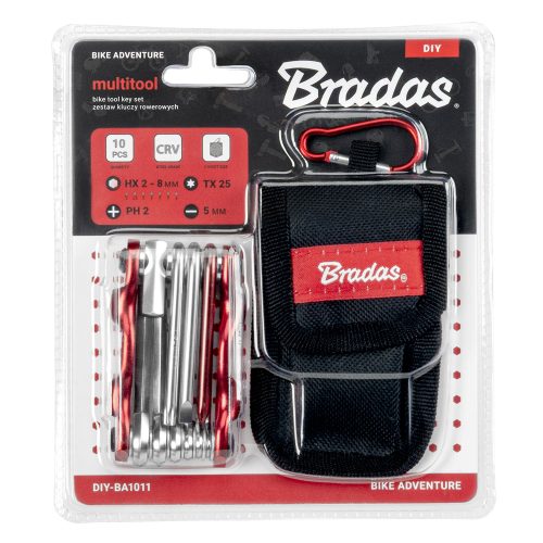 Kerékpár multiszerszám összecsukható kulcskészlet 10db-os tokban, rövid