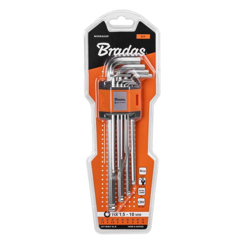  Imbuszkulcs klt. 9db-os 1,5-10 mm-es gömbfejjel, extra hosszú