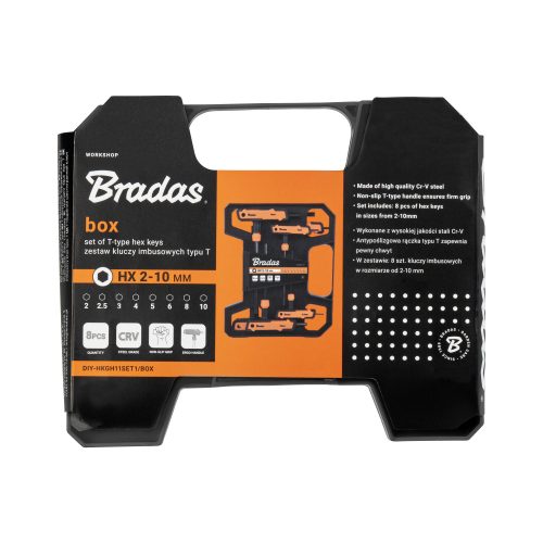 Imbuszkulcs klt. 8db-os T-markolattal, 2-10mm, hosszú