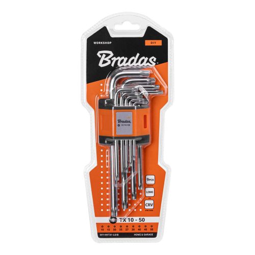 Torx kulcskészlet 9db-os, 10-50 T-típusú nyéllel, hosszú