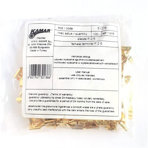 Csúszósaru kábelvég F-2,5 anya 100db/csomag