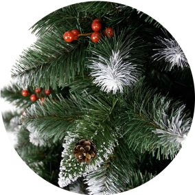   Ezüstfenyő dús ágakkal, három rétegű, vörös berkenye díszítéssel 90cm