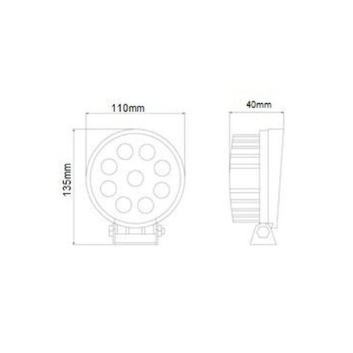 Ledes munkalámpa kör alakú 9x3W
