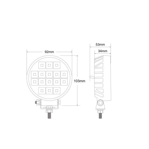 Ledes munkalámpa kör alakú 16 LED kapcsolóval szerelt