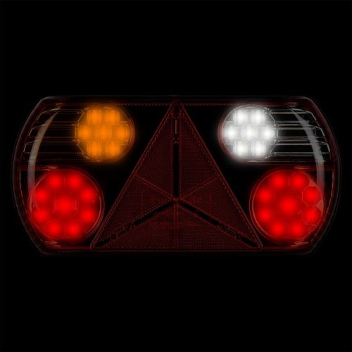 Hátsólámpa 32 LED-es 12/24V háromszög prizmával, bal oldali 