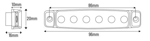 Helyzetjelző fehér 6x LED 12/24V