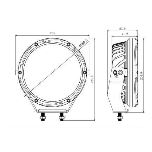 Fényszóró LED + helyzetjelző lámpa + strobószkóp