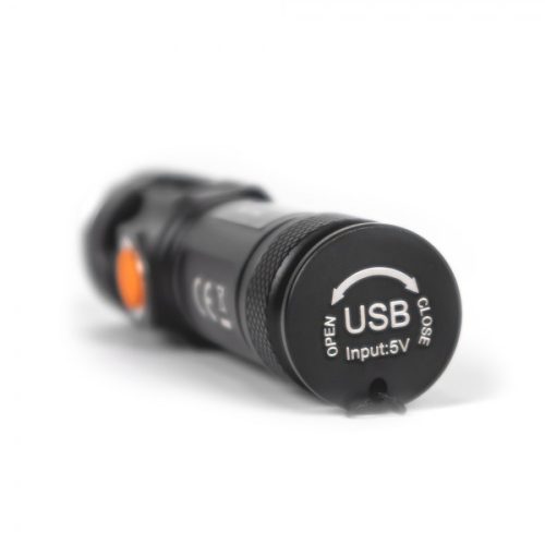 LED mini zseblámpa újratölthető 3W XPE 180LM, 1200mAh, 5 üzemmód LAT-KMR7