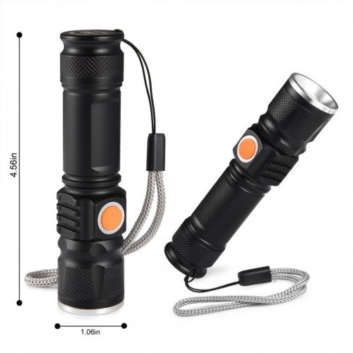 LED mini zseblámpa újratölthető 3W XPE 180LM, 1200mAh, 5 üzemmód LAT-KMR7