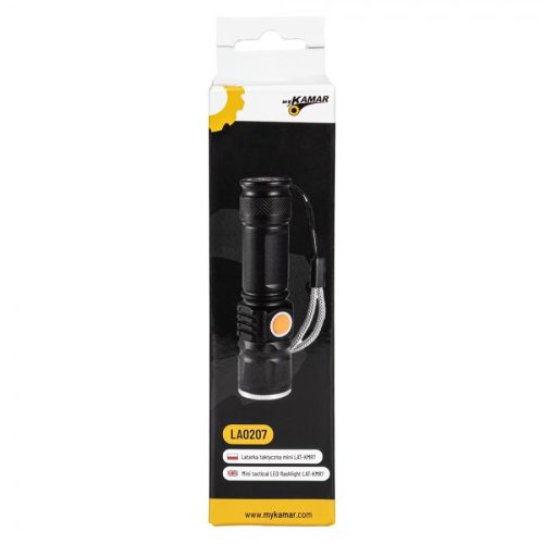 LED mini zseblámpa újratölthető 3W XPE 180LM, 1200mAh, 5 üzemmód LAT-KMR7