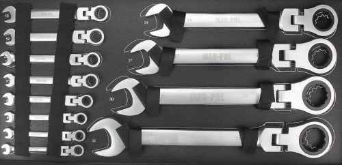 Csuklós racsnis csillag-villás kulcs készlet 6-32mm 22db-os MAR-POL