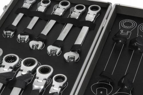 Csuklós racsnis csillag-villás kulcs készlet 6-32mm 22db-os MAR-POL