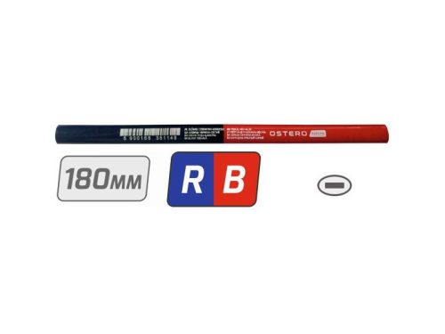 Ceruza 180 mm, piros-kék (csempe, fém, PVC)