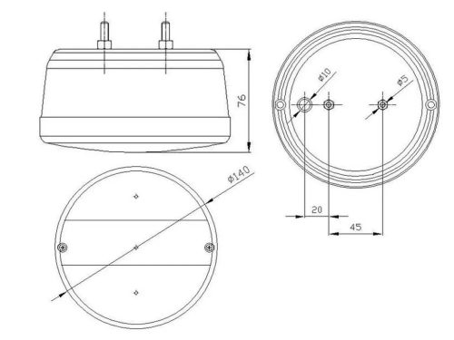 Kör alakú, 3-részes, egyesítő vékonyított lámpa