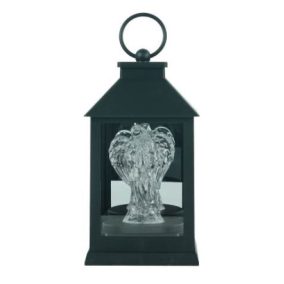 LED-es fekete lámpás angyal figurával (870)