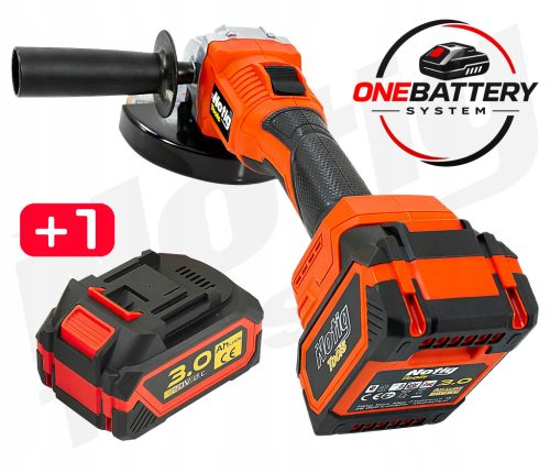Akkumulátoros sarokcsiszoló 125mm 20V 2x3.0 Ah szénkefementes NOTIG