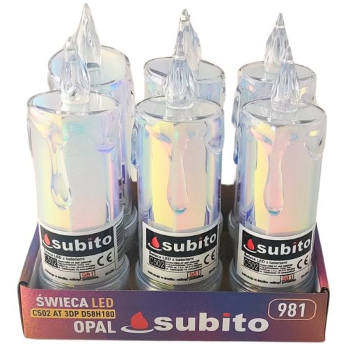 LED-es csillámos gyertya, meleg világítás C502 (981) SUBITO