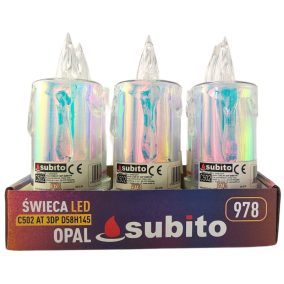   LED-es csillámos gyertya, hideg világítás C501 (978) SUBITO