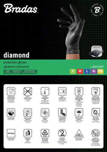 DIAMOND latexmentes védőkesztyű XL 9-10 méret, fekete