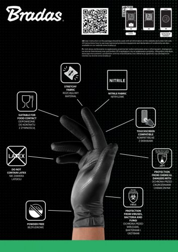 DIAMOND latexmentes védőkesztyű XXL 10-11 méret, fekete