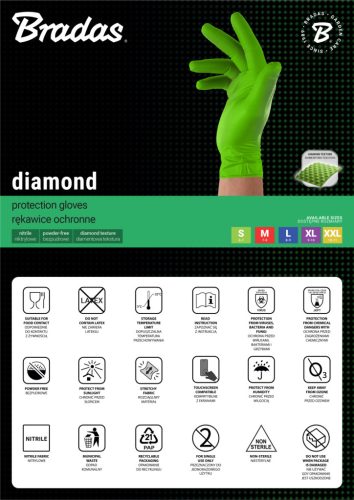 DIAMOND latexmentes védőkesztyű XXL 10-11 méret, zöld
