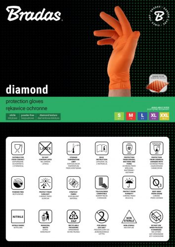 DIAMOND latexmentes védőkesztyű XXL 10-11 méret, narancs