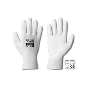 Védőkesztyű 10 PURE WHITE, poliuretán.