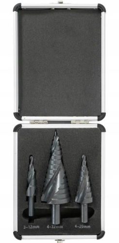 Kúpos lemezfúró készlet 3 db-os HSS, 4-12, 4-20, 4-32 mm VERKE PREMIUM LINE