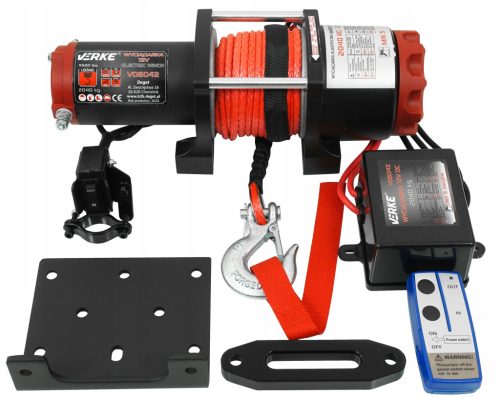 Elektromos csörlő 12V, 4500 LBS, acélkötél 13m VERKE