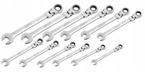 Racsnis csuklós villáskulcs klt. 12db-os, 8-19mm VERKE