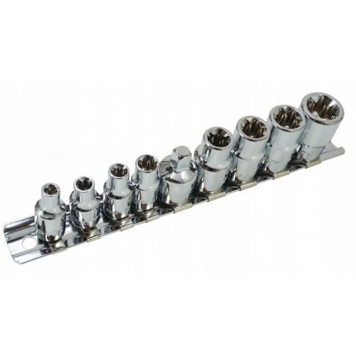 Torx csavarkulcs klt. 9db-os, 1/4 - 3/8 E5-E16 VERKE