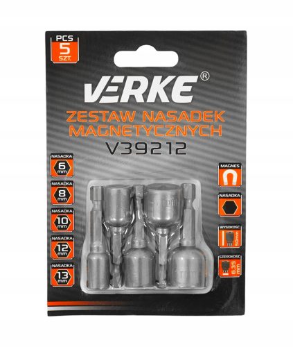 Mágneses dugókulcs klt. 5db-os 6–13mm , 1/4” VERKE