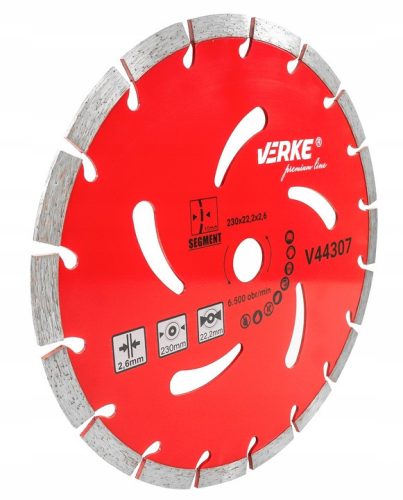 Gyémántvágó korong szegmenses 230 mm fekete VERKE *A