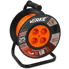   Kábeldob 3x1,0mm , 4db aljzattal, hosszabbítókábel 25m VERKE