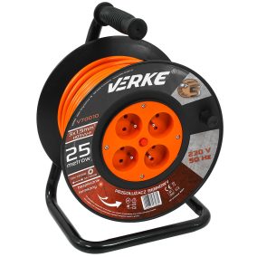   Kábeldob 3x1,5mm , 4db aljzattal, hosszabbítókábel 25m VERKE