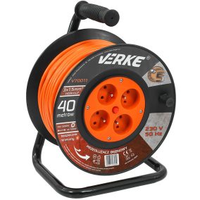   Kábeldob 3x1,5mm , 4db aljzattal, hosszabbítókábel 40m VERKE