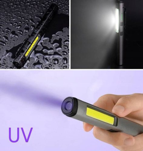 Műhely lámpa alumínium, 400Lm, 800 mAh, lézer és UV fény