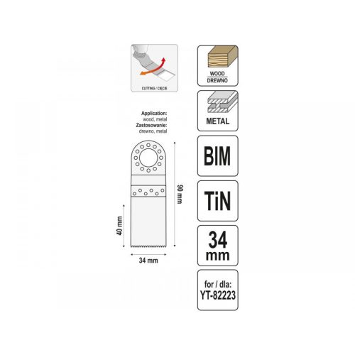 Fűrészlap multifunkciós géphez 34 mm bimetál-titán-nitrid YATO